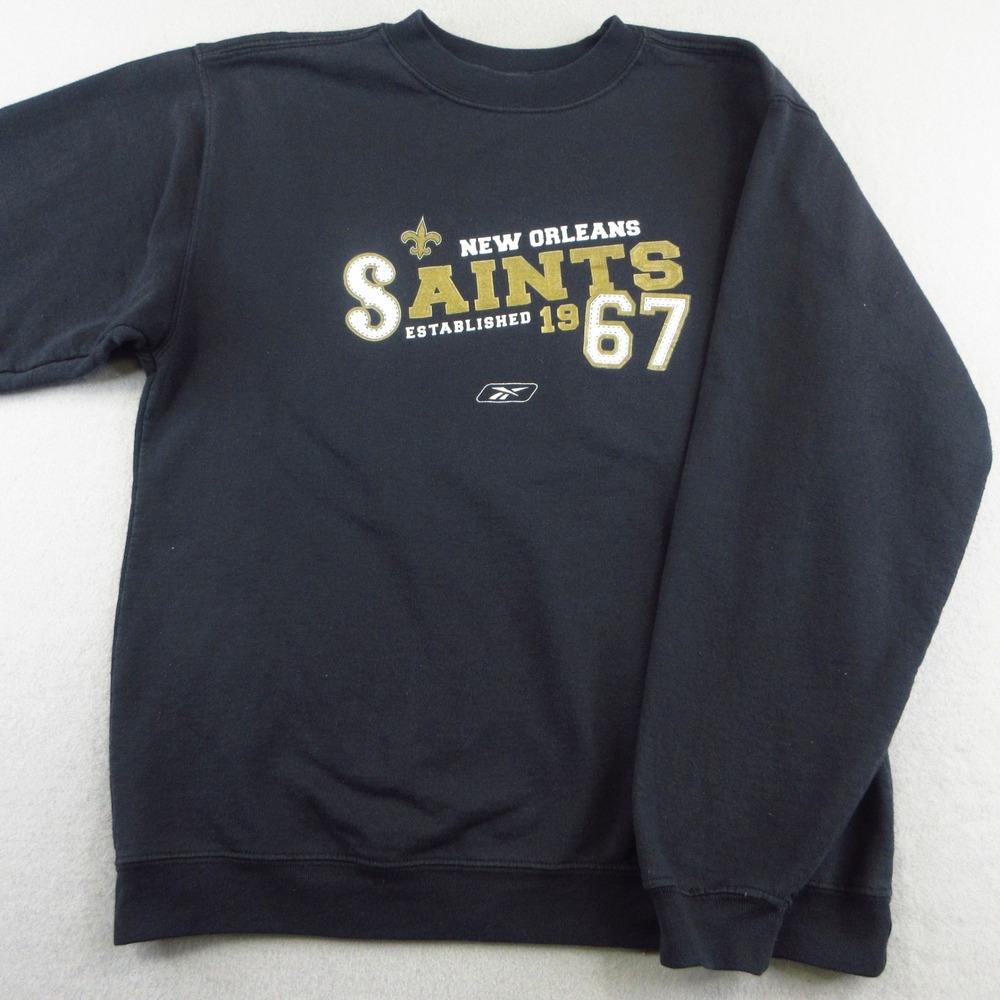 Reebok New Orleans Saints Sweatshirt Youth XL Black NFL Y2K Football Pullover